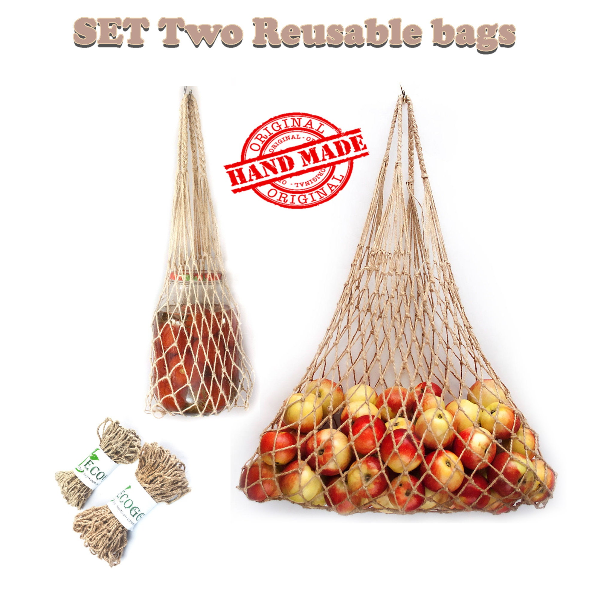 Jute twine bag Gift box Gift bag Set 2 bags eco gift Etsy