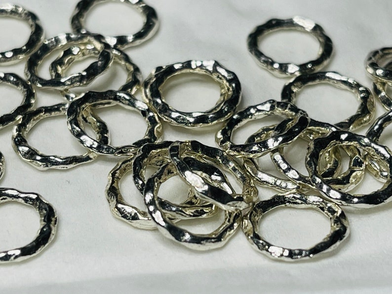 30 count silver tone hammered ring, soldered. image 2