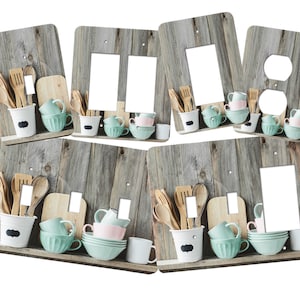 Kitchen switch plates covers, cups, teacups, tea cups, enamelware, enamel ware, light switch covers, switchplates, light switch plate, CC100