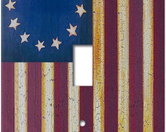 Americana Switch Plate Cover featuring the Betsy Ross early American thirteen star flag, light switch covers, switch plate covers, AS19