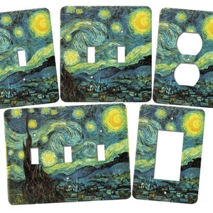 Van Gogh Switchplates, Starry Night, light switch covers, switch plate covers, switchplates, light switch plates, wall plates, CA17