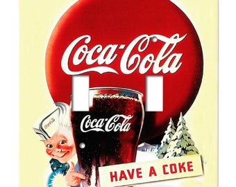 Coke switch plate cover, the vintage Coca Cola Button. Nostalgia, light switch covers, switchplates, light switch plates, H12