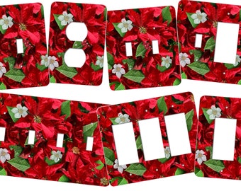 Christmas switch plate cover features a gorgeous poinsettia, a beautiful finishing touch to any Christmas decorating theme.  SP134