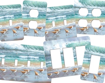 Beach Switch Plate Cover, Sandpipers, sand piper, birds, terns, water birds, switchplates, light switch cover, ocean, tropical, dunes SS167