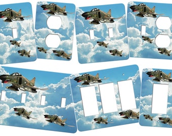 Airplane Switchplate, this switch plate features the F-4E Phantom II, fighter/bomber/interceptor FN205