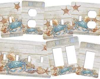 Decorative Switch Plate Cover for Bedroom Light Switch Wall Plate kitchen Exotic Fish Crabs Turtles Starfish Light Switch Wall Plate 