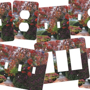 Tropical switch plate cover featuring the gorgeous Royal Poinciana tree (Flamboyant tree) and the popular bougainvillea plants TR49