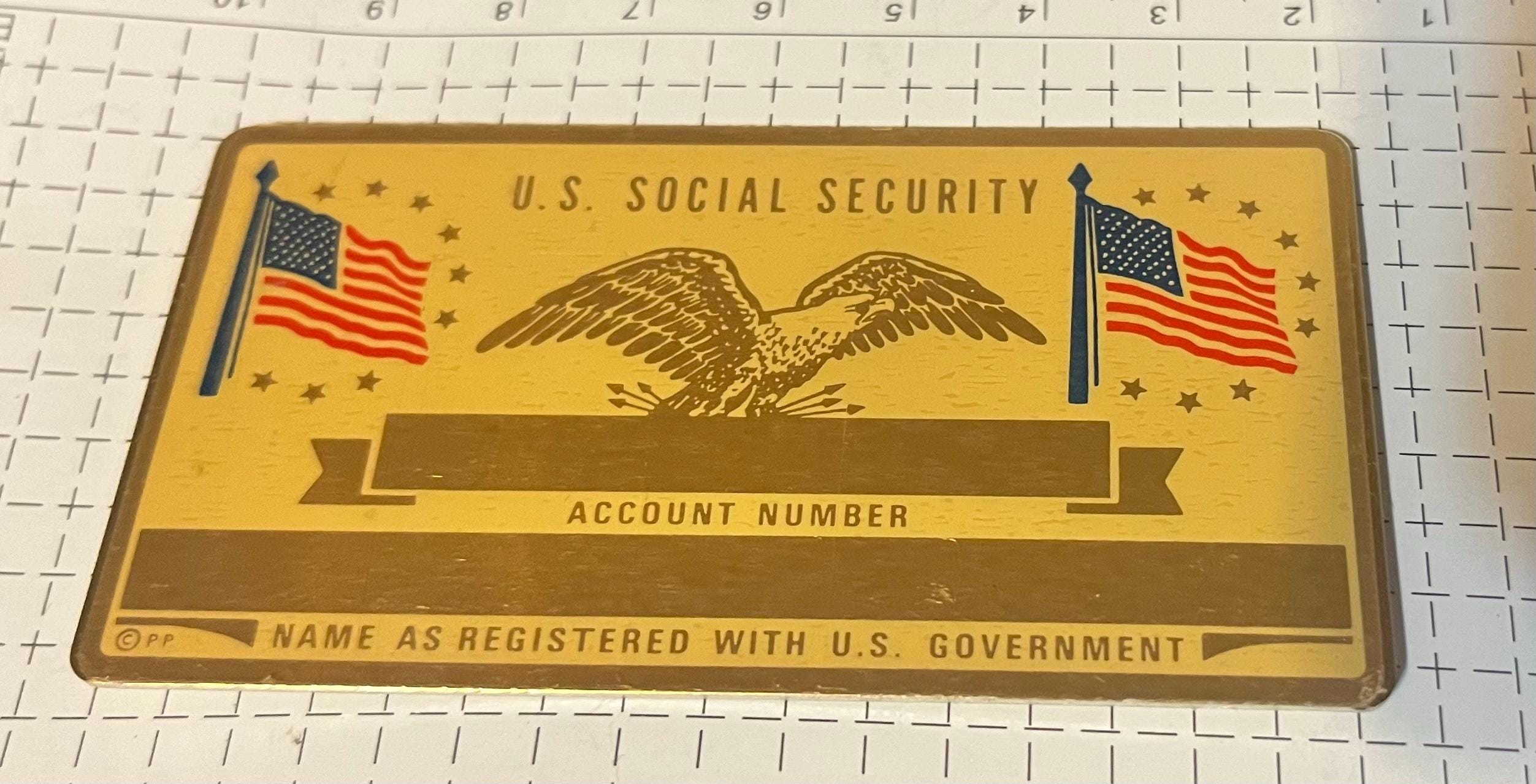 Vintage Brass Social Security Administration Blank Metal Card - Etsy