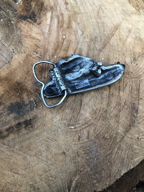 1979 Bergamot Brass Works USA Belt Buckle Boat Gem