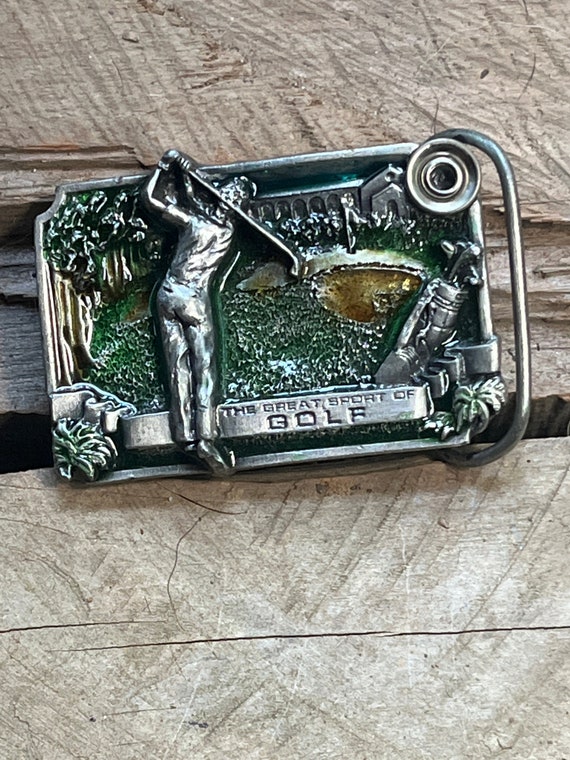 Vintage 1983 Bergamot Brassworks Golf Belt Buckle NICE FORRRRR View 3