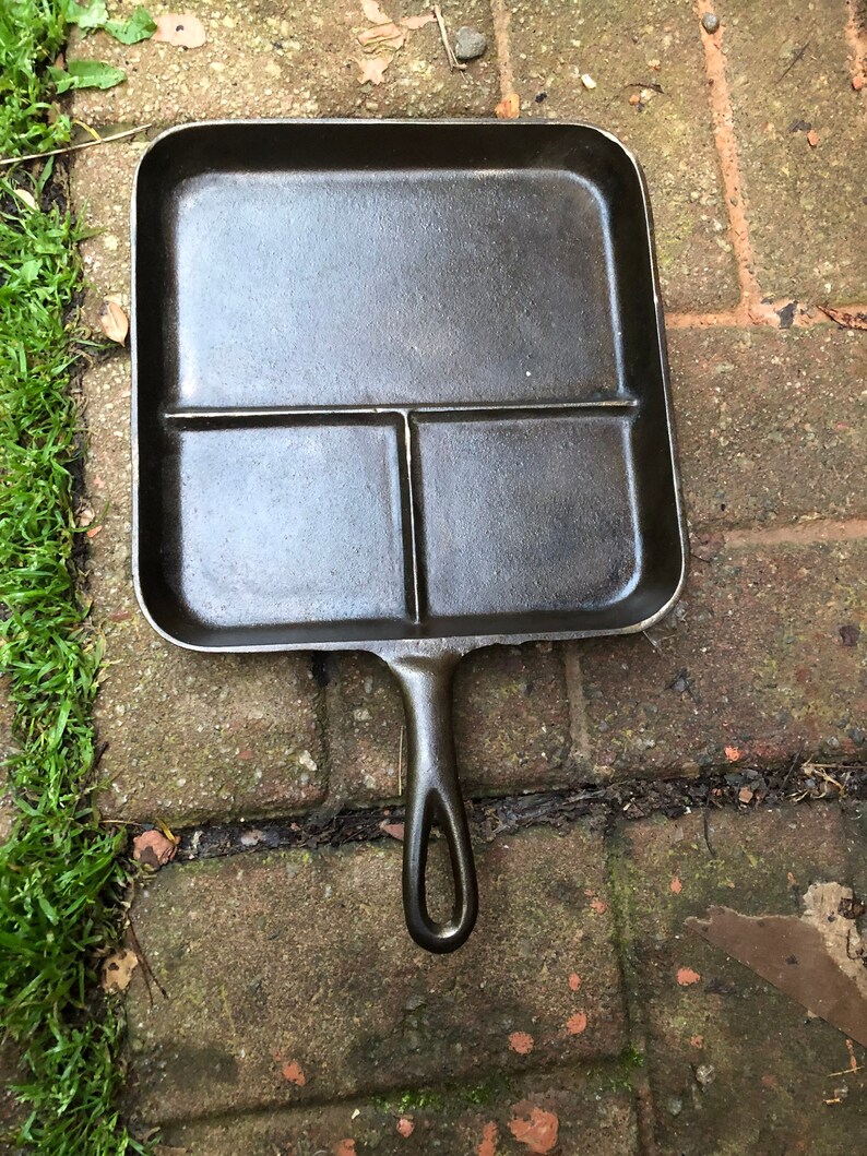 Vintage Cast Iron Divided Breakfast Skillet Etsy