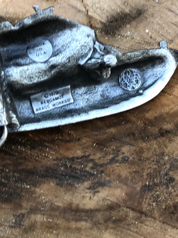 1979 Bergamot Brass Works USA Belt Buckle Boat Gem