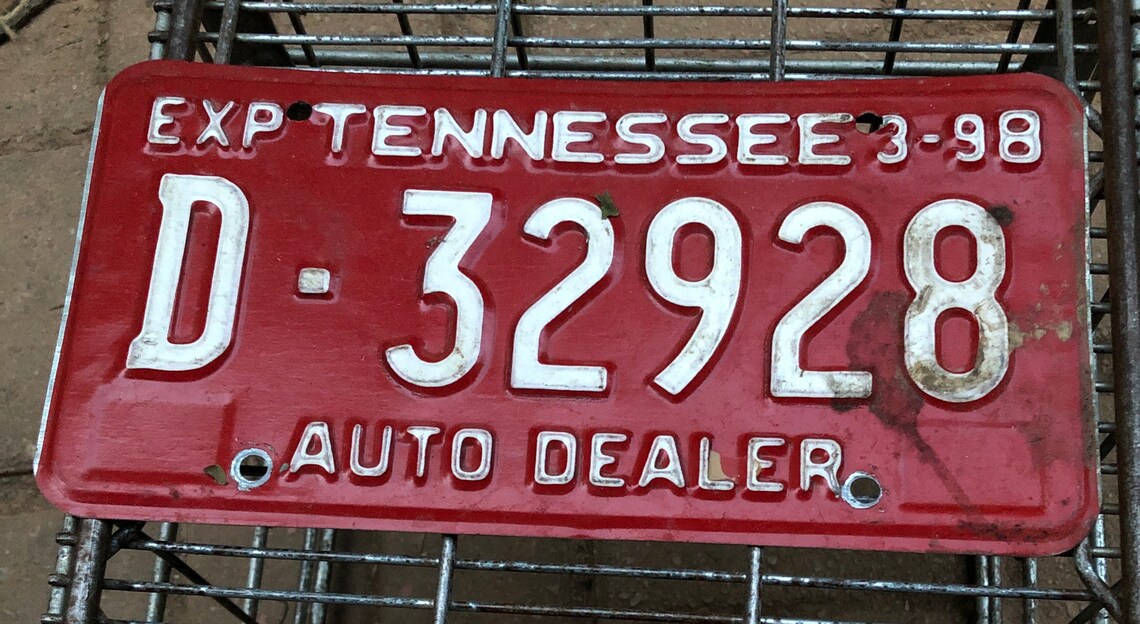 Vintage 90s Era Tennessee Dealer License Plate Etsy