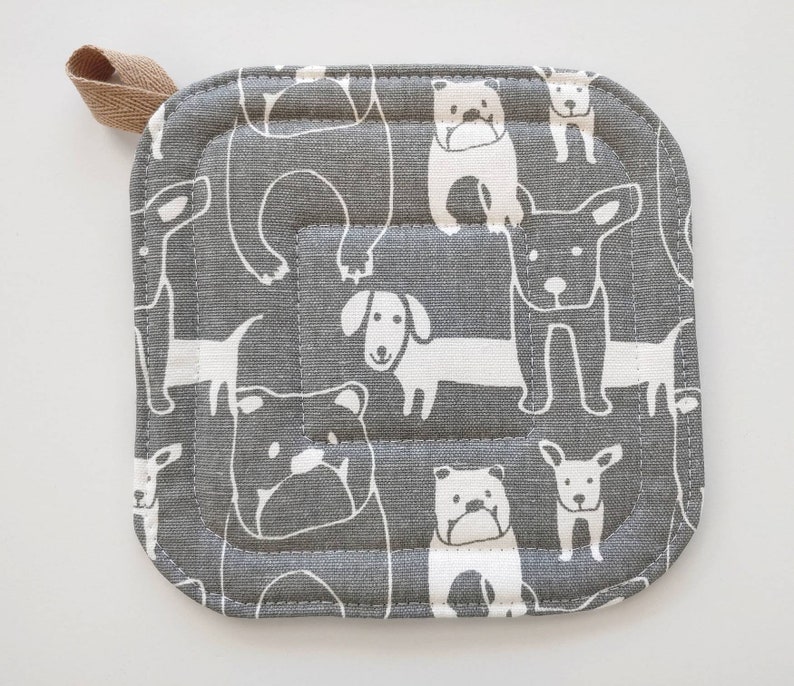 Set of 2 Pot Holders Dog Pot Holders Storm Gray Dog Decor Etsy