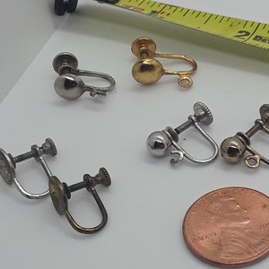 3 pairs of mismatched metal screwback earrings image 1