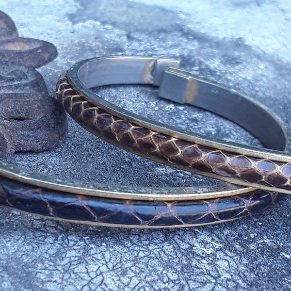 2 Vintage Snakeskin cuff bracelets