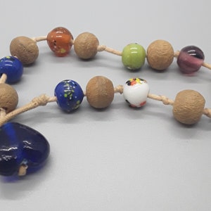 Vintage blown glass & wood beaded bracelet