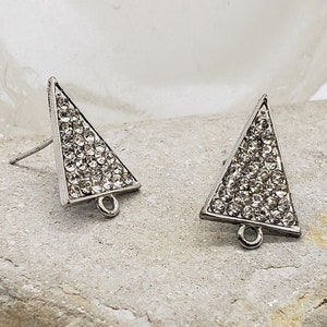 Vintage rhinestone stud earrings w/ loop for dangle