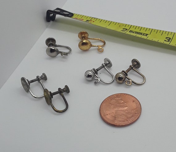 3 pairs of mismatched metal screwback earrings - image 1