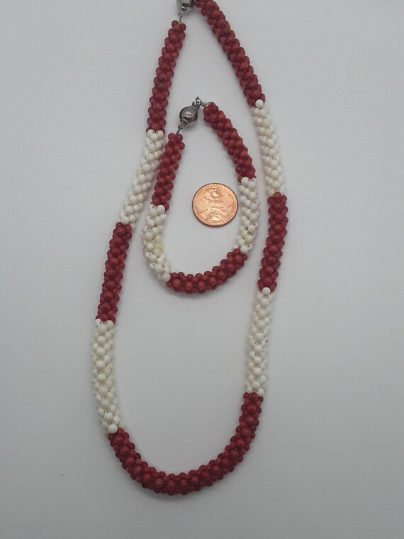 Vintage handmade glass beaded necklace & bracelet 