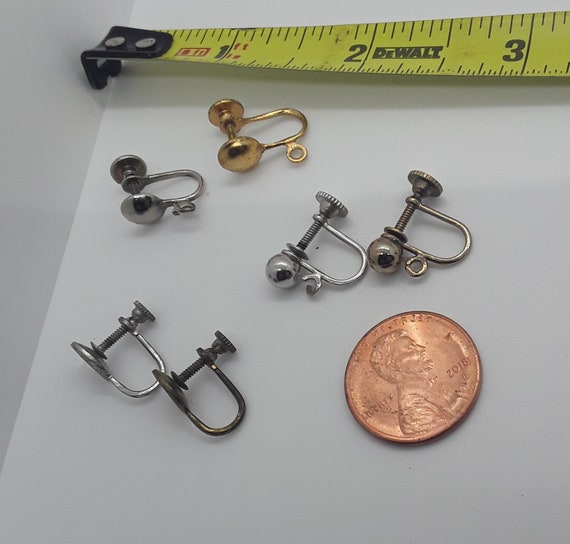 3 pairs of mismatched metal screwback earrings - image 2