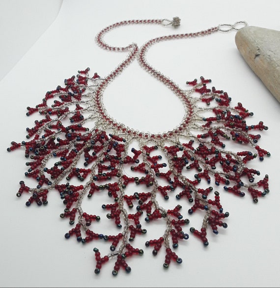 Handmade glass beaded necklace