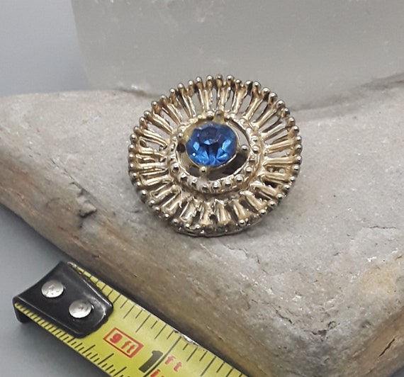 Vintage blue stone brooch - image 1