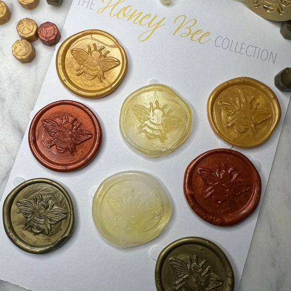 The Honey Bee Collection adhesive backed Wax Seals, ready to use wax seals, wax seal gifts, wax seals tags, letter embellishments, set of 8