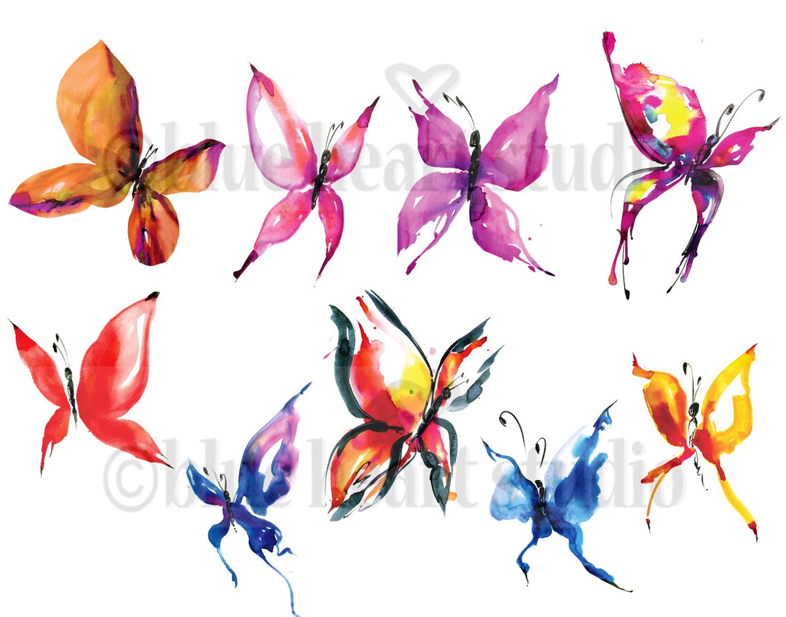 Watercolor Butterflies 21 Hand Painted Abstract Butterfly Art Etsy