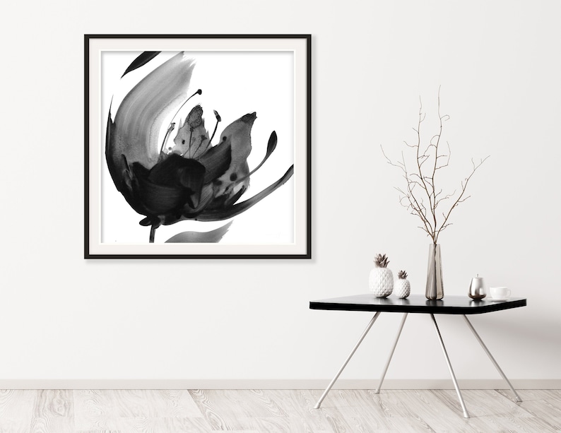 Flowers Watercolor Art Printable Large Abstract Floral Wall Print Gallery Wall Art poppy Contemporary Organic Impressions 734