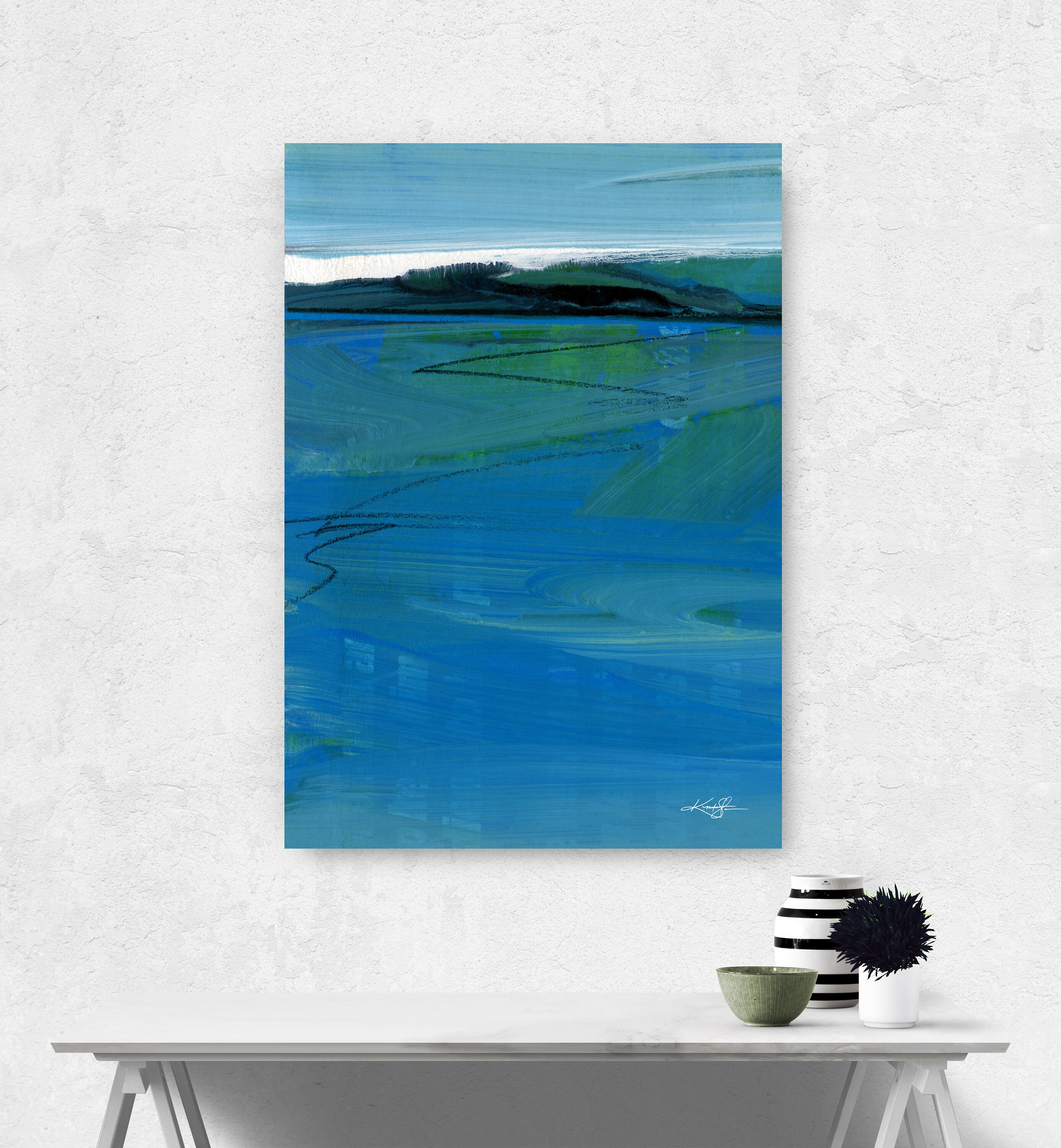 Large Landscape Abstract art Minimalist Watercolor painting Etsy