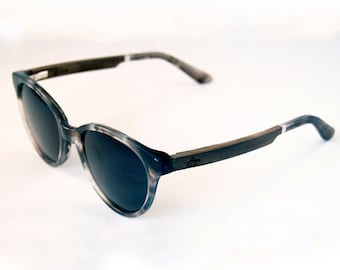 ALEXA handcrafted Sunglasses: White Tortoise Acetate & Ebony Temples