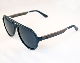KEMPLE handcrafted Sunglasses: Black Acetate & Ebony Temples