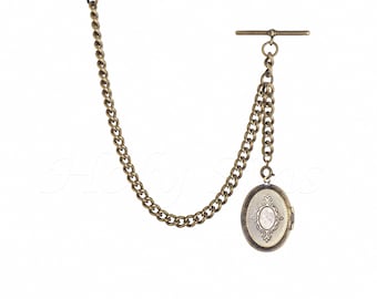 Handgefertigt in Großbritannien Bronze Albert Taschenuhr Fob Kette mit Medaillon Anhänger