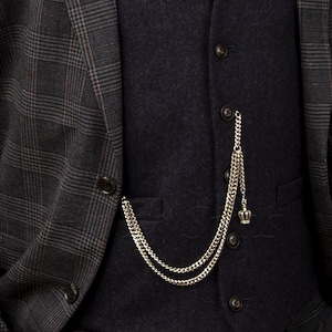 Peaky Blinders Silver Colour Single Albert Pocket Watch Chain With Crown Pendant 004-S