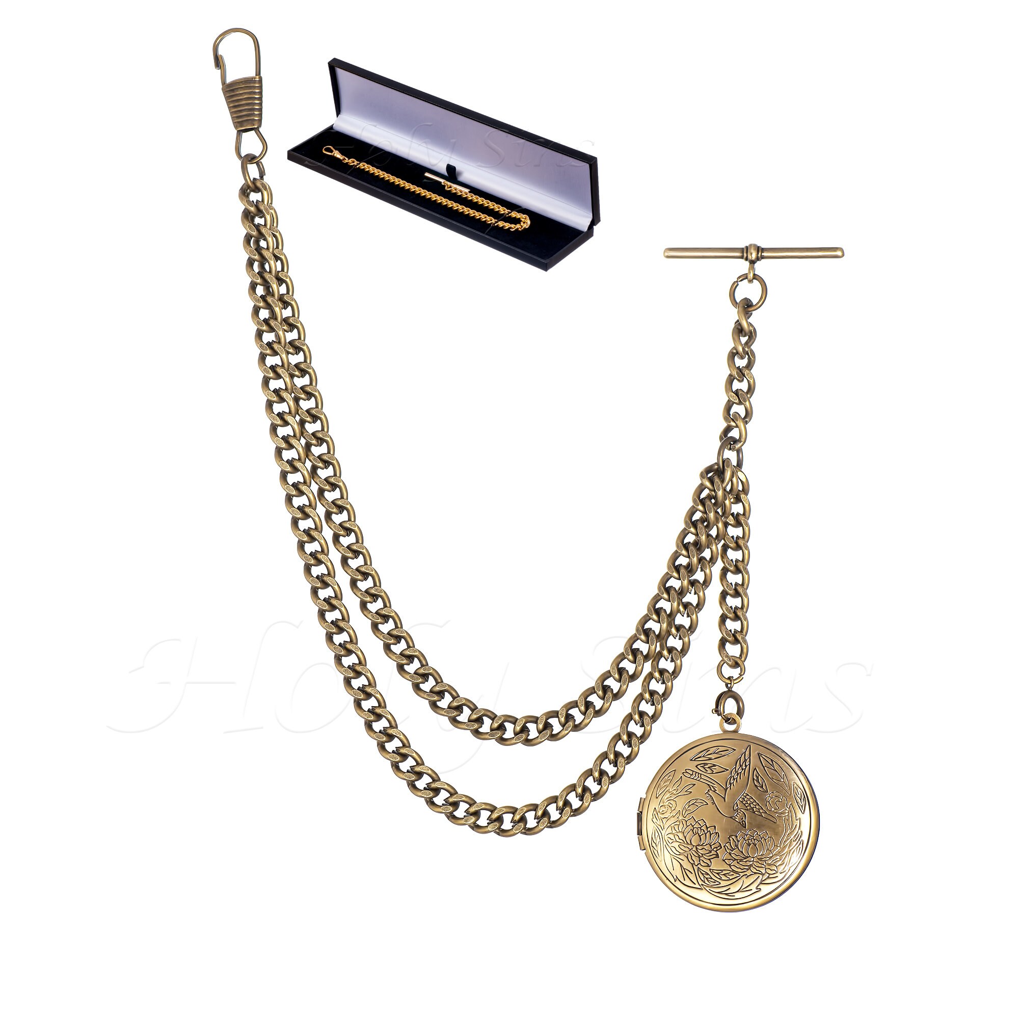 Nuovo Color Oro Singolo Albert Orologio Da Tasca Catena Catena Con Ciondolo