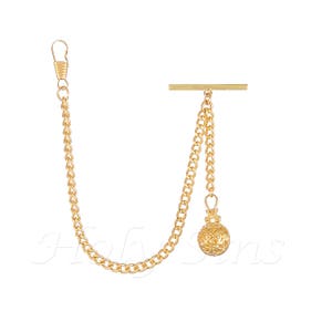 Gold Colour Single Albert Pocket Watch Chain With Pendant 048