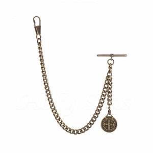 Handmade Bronze Albert Pocket Watch Fob Chain with  pendant