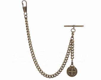 Bronze Albert Pocket Watch Fob Chain with  pendant