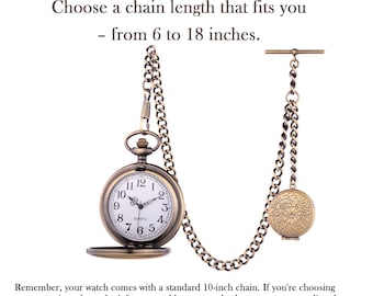 Quartz Pocket Watch Antique Design Bronze Colour With Albert Fob