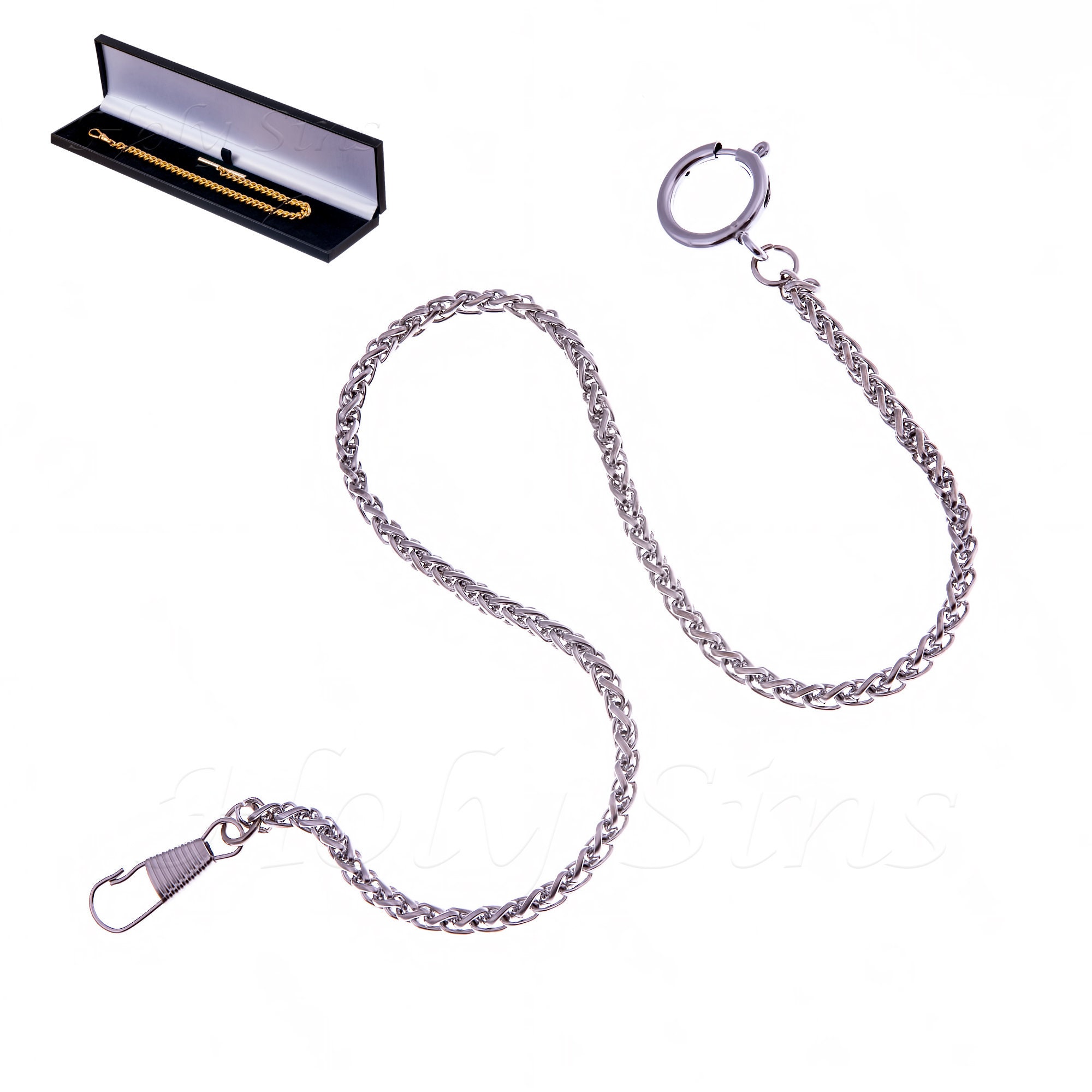 Brand New Silver Colour Single Albert Pocket Watch Chain 164 - Etsy UK