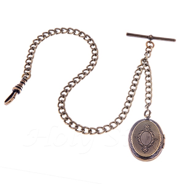 Bronze Colour Single Albert Pocket Watch Chain With Locket 159