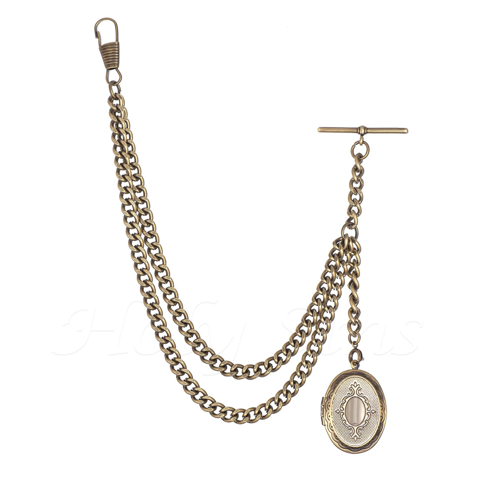 Handmade Bronze Albert Pocket Watch Fob Chain With Locket Pendant - Etsy