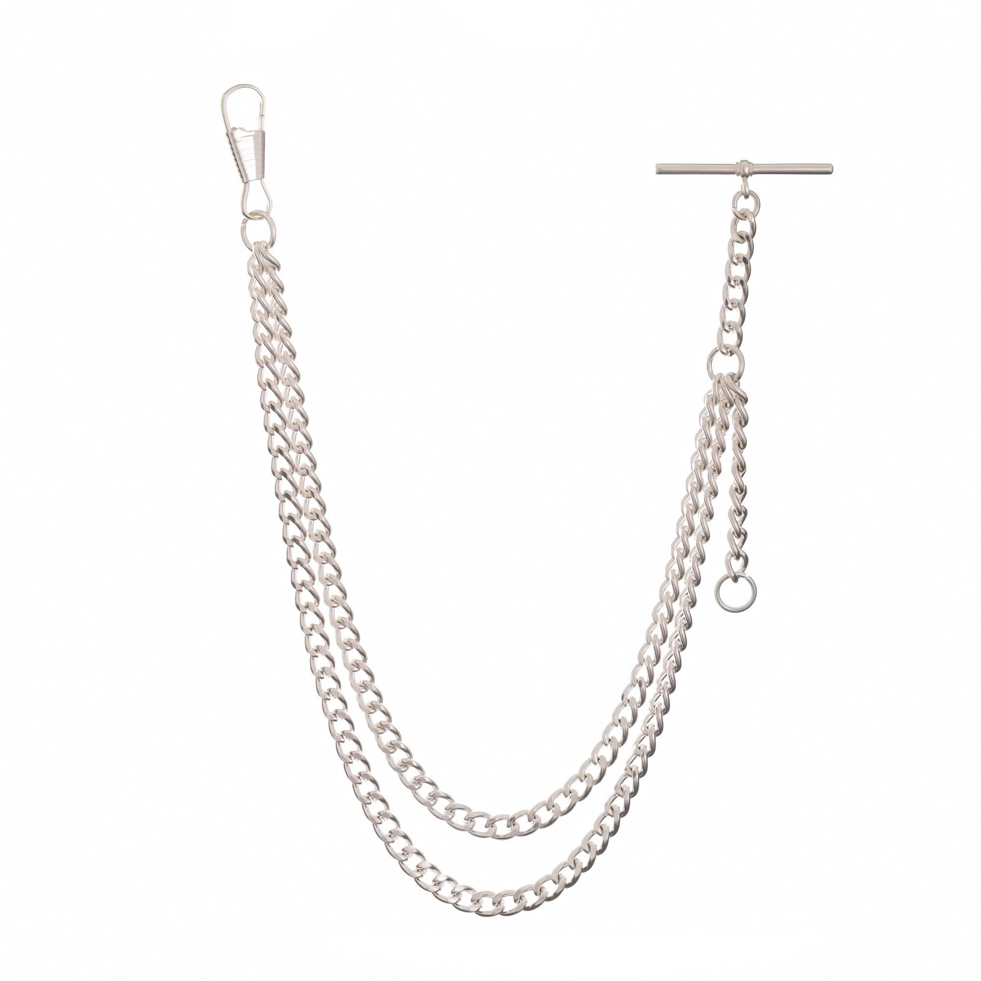 New Sterling Silver Color Single Albert Pocket Watch Chain