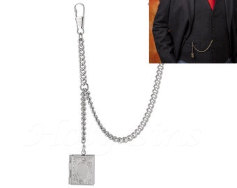 Peaky Blinders Silver Colour Single Albert Pocket Watch Chain With Locket  Pendant 038-S