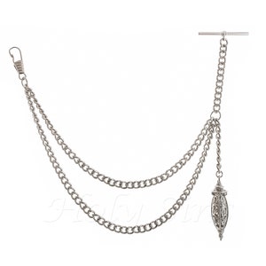 Peaky Blinders Silver Colour Single Albert Pocket Watch Chain With Pendant 144
