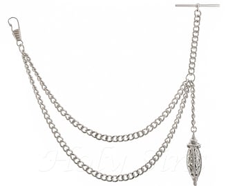 Peaky Blinders Silver Colour Single Albert Pocket Watch Chain With Pendant 144