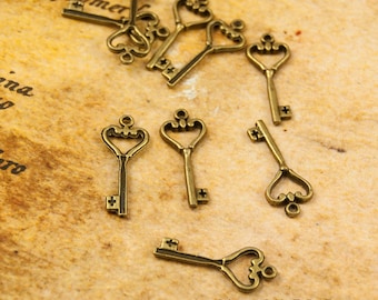 2 Antik Bronze Vintage Stil Schlüssel Charms Anhänger 010