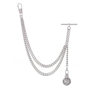 Peaky Blinders Silver Colour Single Albert Pocket Watch Chain With Hollow Pendant 005-S