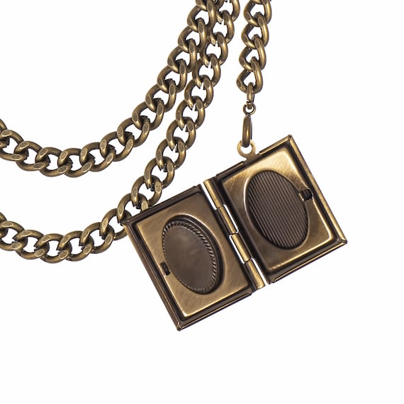 Catena Per Orologio Da Tasca Albert - Doppio Colore Bronzo, Con Ciondolo Medaglione 010B - Foto 3